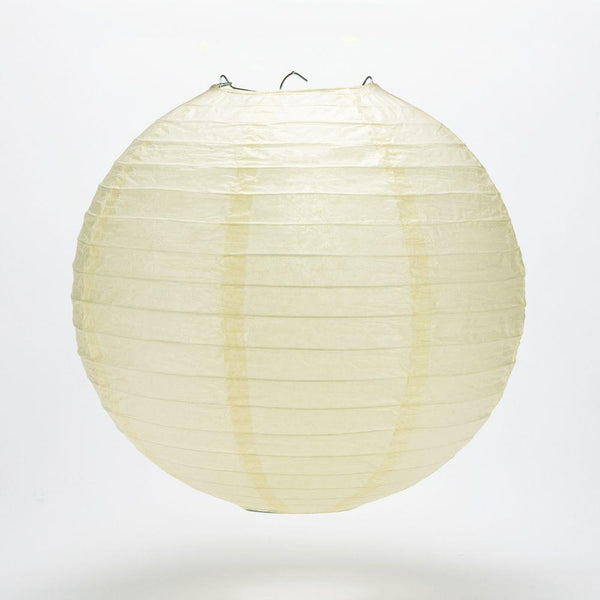 16&quot; Ivory Round Paper Lantern, Even Ribbing, Hanging Decoration - PaperLanternStore.com - Paper Lanterns, Decor, Party Lights &amp; More