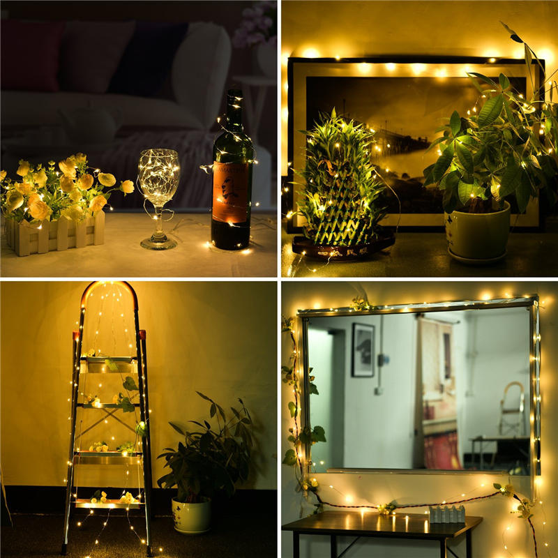 7.5 FT | 20 LED Battery Operated Warm White Fairy String Lights With Copper Wire - PaperLanternStore.com - Paper Lanterns, Decor, Party Lights &amp; More