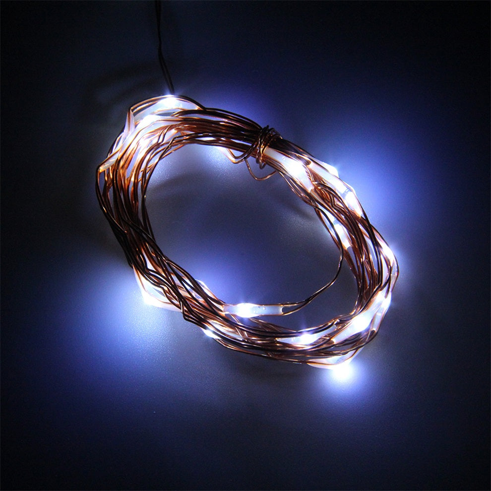 7.5 FT|20 LED Battery Operated Cool White Fairy String Lights With Copper Wire - PaperLanternStore.com - Paper Lanterns, Decor, Party Lights &amp; More