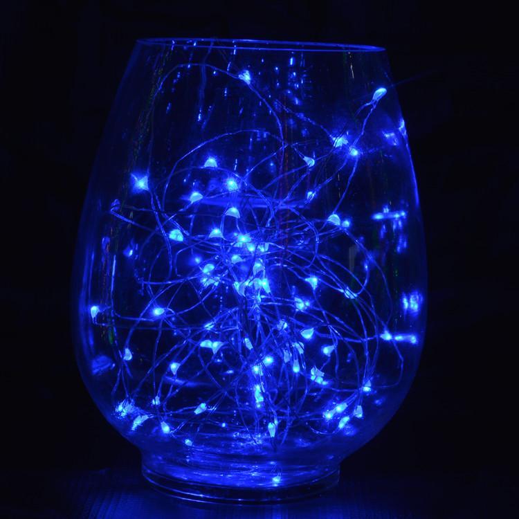 7 FT | 20 LED Weatherproof Battery Operated Copper Wire Blue Fairy String Lights With Timer - PaperLanternStore.com - Paper Lanterns, Decor, Party Lights &amp; More