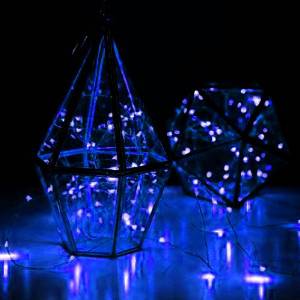 7 FT | 20 LED Weatherproof Battery Operated Copper Wire Blue Fairy String Lights With Timer - PaperLanternStore.com - Paper Lanterns, Decor, Party Lights &amp; More