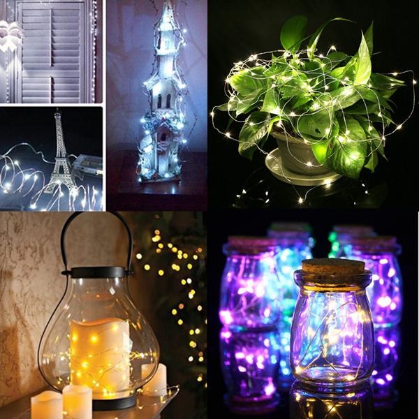 7 FT | 20 LED Weatherproof Battery Operated Copper Wire Blue Fairy String Lights With Timer - PaperLanternStore.com - Paper Lanterns, Decor, Party Lights &amp; More