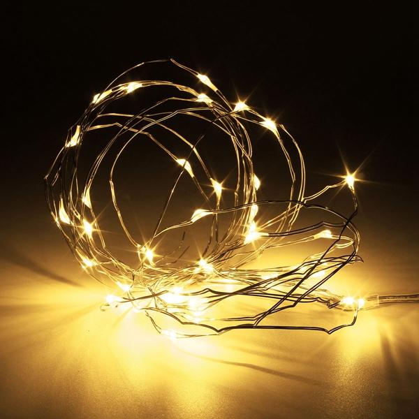 7 FT | 20 LED Weatherproof Battery Operated Copper Wire Warm White Fairy String Lights With Timer - PaperLanternStore.com - Paper Lanterns, Decor, Party Lights &amp; More