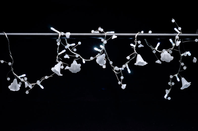 20 LED Garland Light Chain w/ Plastic Flowers and Beads - PaperLanternStore.com - Paper Lanterns, Decor, Party Lights &amp; More