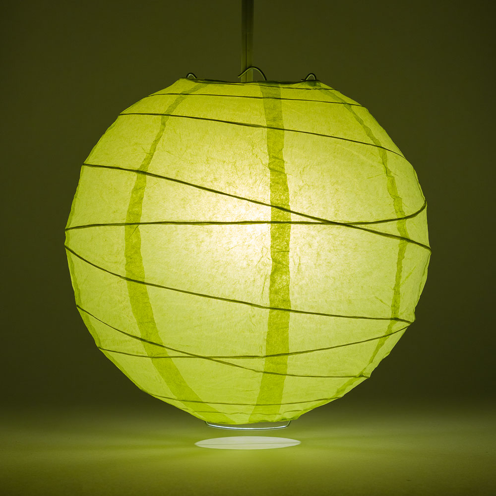 20" Light Lime Green Round Paper Lantern, Crisscross Ribbing, Chinese Hanging Wedding & Party Decoration - PaperLanternStore.com - Paper Lanterns, Decor, Party Lights & More