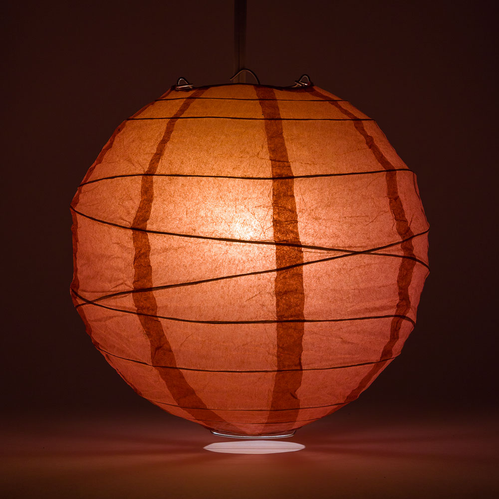 20" Marsala / Burgundy Wine Round Paper Lantern, Crisscross Ribbing, Chinese Hanging Wedding & Party Decoration - PaperLanternStore.com - Paper Lanterns, Decor, Party Lights & More