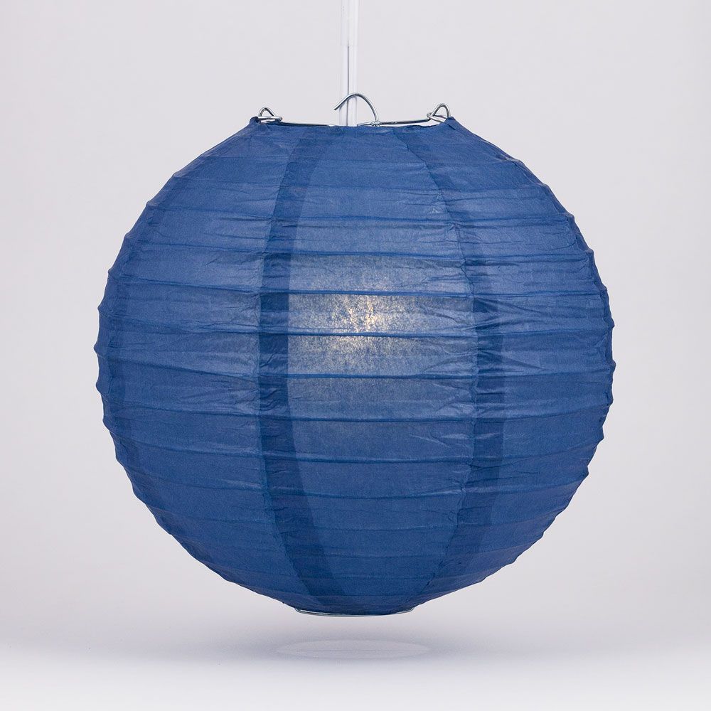 20&quot; Navy Blue Round Paper Lantern, Even Ribbing, Chinese Hanging Wedding &amp; Party Decoration - PaperLanternStore.com - Paper Lanterns, Decor, Party Lights &amp; More