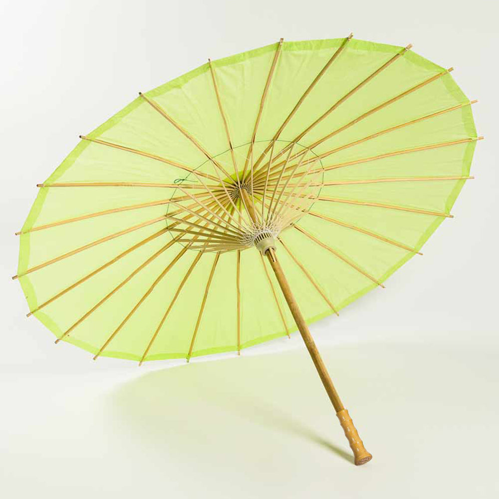 32&quot; Light Lime Paper Parasol Umbrella with Elegant Handle