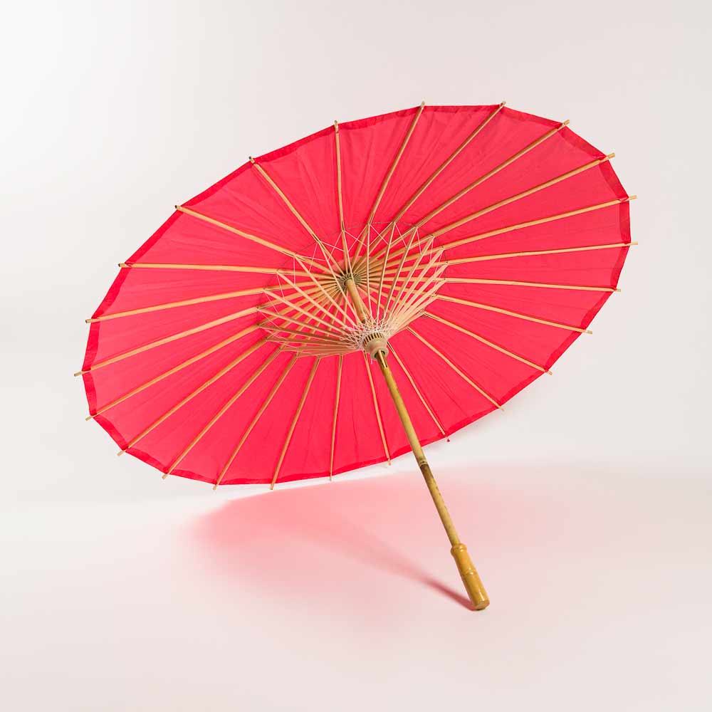 BULK PACK (6-Pack) 32 Inch Red Paper Parasol Umbrella with Elegant