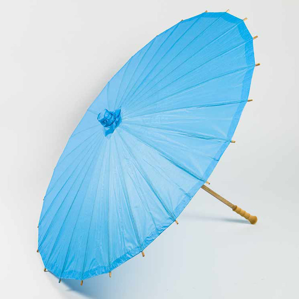 BULK PACK (10-Pack) 32&quot; Turquoise Paper Parasol Umbrella with Elegant Handle