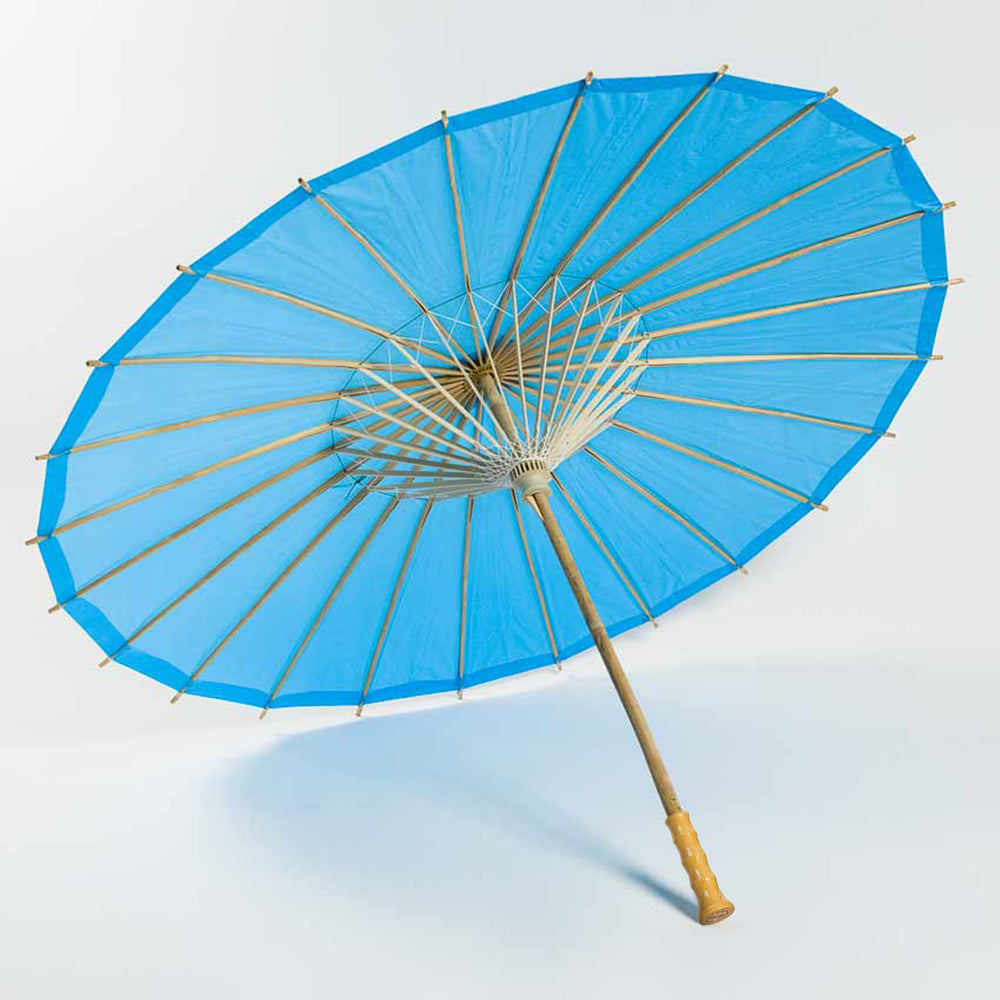 32&quot; Turquoise Paper Parasol Umbrella with Elegant Handle