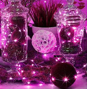 7.5 FT|20 LED Battery Operated Pink Fairy String Lights With Silver Wire - PaperLanternStore.com - Paper Lanterns, Decor, Party Lights &amp; More