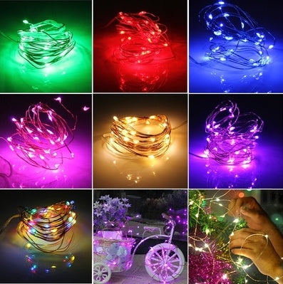 Battery Operated LED Fairy String Lights, Pink - Set of 2