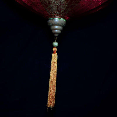 Large Red / Orange Vietnamese Silk Lantern, Diamond Shaped - Luna Bazaar | Boho &amp; Vintage Style Decor