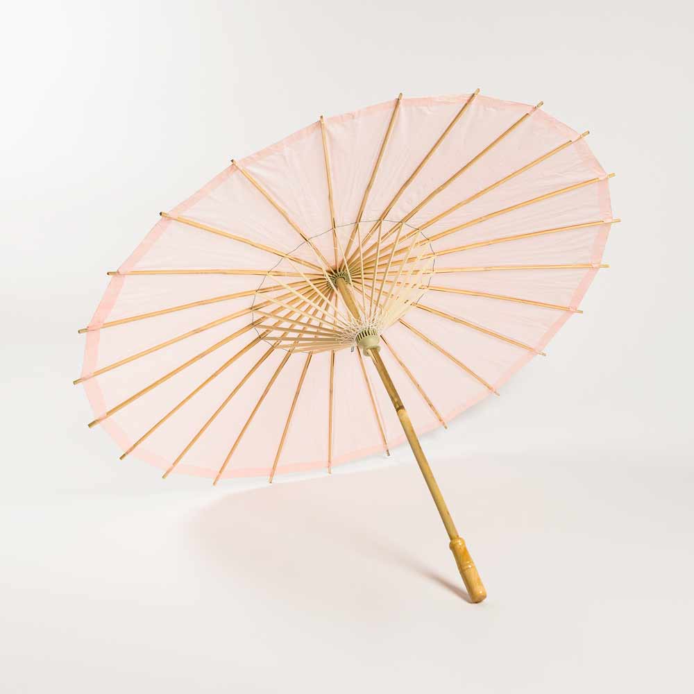 32&quot; Rose Quartz Paper Parasol Umbrella for Weddings and Parties - PaperLanternStore.com - Paper Lanterns, Decor, Party Lights &amp; More