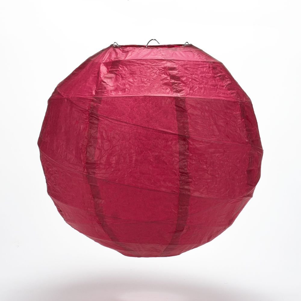 20&quot; Velvet Red Round Paper Lantern, Crisscross Ribbing, Chinese Hanging Wedding &amp; Party Decoration - PaperLanternStore.com - Paper Lanterns, Decor, Party Lights &amp; More