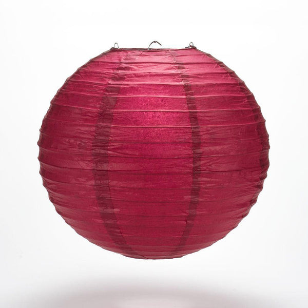 BLOWOUT 36" Velvet Red Jumbo Round Paper Lantern, Even Ribbing, Chinese Hanging Wedding & Party Decoration