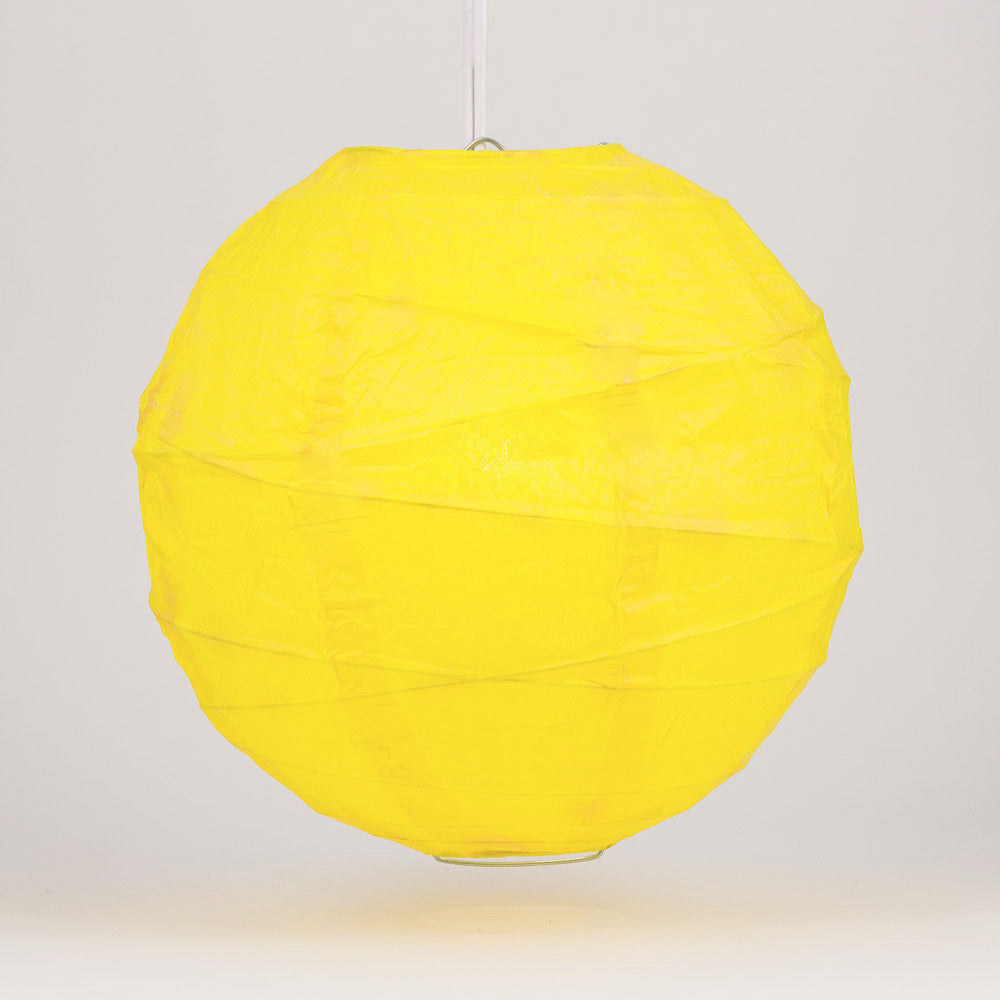 20&quot; Yellow Round Paper Lantern, Crisscross Ribbing, Chinese Hanging Wedding &amp; Party Decoration - PaperLanternStore.com - Paper Lanterns, Decor, Party Lights &amp; More