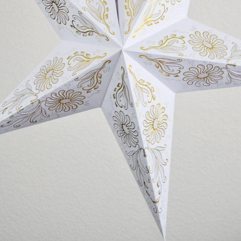 24" Golden Daisy White Paper Star Lantern, Hanging - PaperLanternStore.com - Paper Lanterns, Decor, Party Lights & More