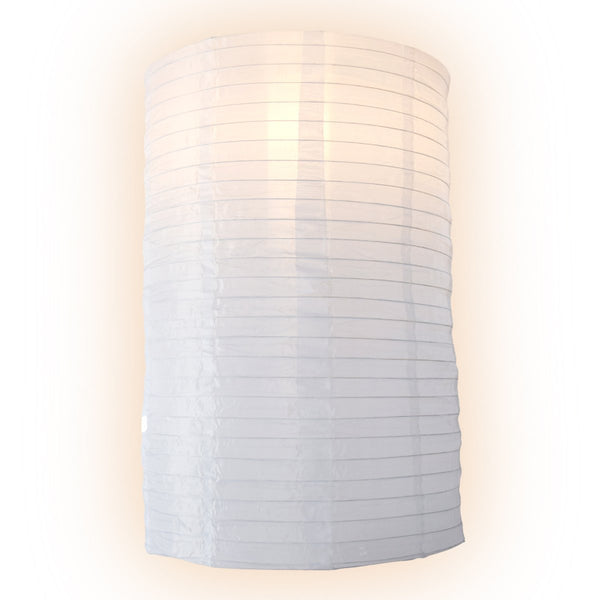 Jumbo White Cylinder Unique Shaped Shimmering Nylon Lantern, 20-inch x 30-inch