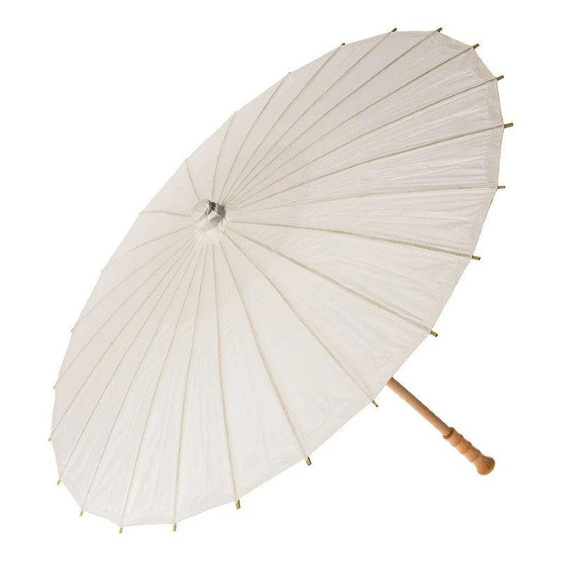 28" Wedding Beige Paper Parasol Umbrellas with Elegant Handle - PaperLanternStore.com - Paper Lanterns, Decor, Party Lights & More