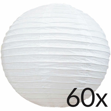 BULK PACK (60) 24" White Round Even Ribbing Paper Lantern, Hanging Decoration - PaperLanternStore.com - Paper Lanterns, Decor, Party Lights & More