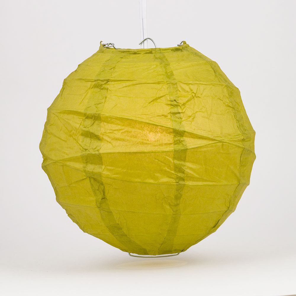 24" Chartreuse Yellow Green Round Paper Lantern, Crisscross Ribbing, Hanging - PaperLanternStore.com - Paper Lanterns, Decor, Party Lights & More