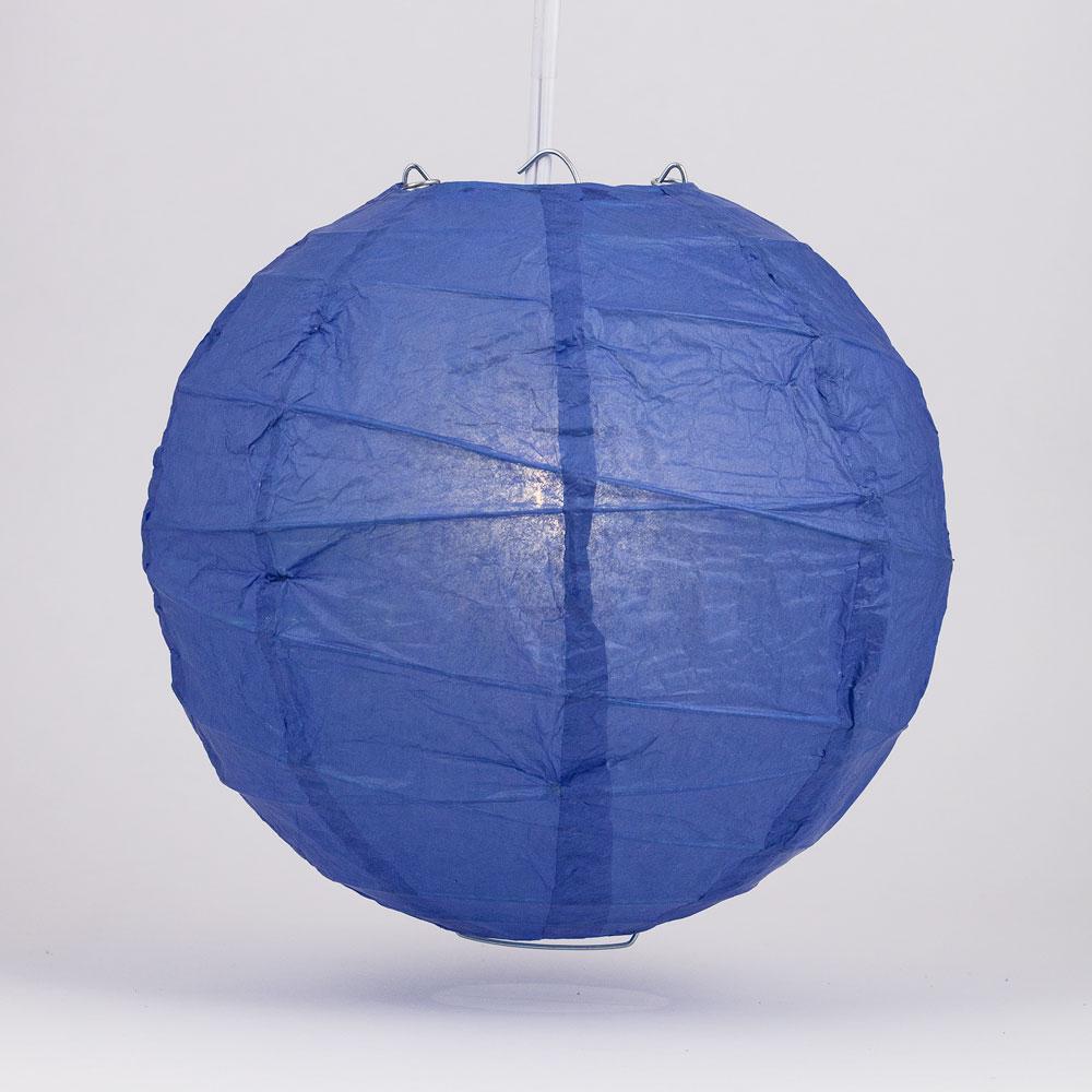 20&quot; Dark Blue Round Paper Lantern, Crisscross Ribbing, Chinese Hanging Wedding &amp; Party Decoration