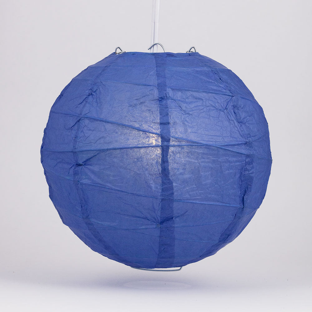 14&quot; Dark Blue Round Paper Lantern, Crisscross Ribbing, Chinese Hanging Wedding &amp; Party Decoration - PaperLanternStore.com - Paper Lanterns, Decor, Party Lights &amp; More