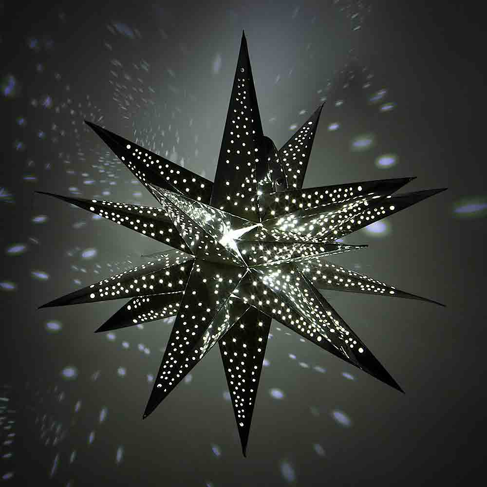 24&quot; Moravian Glossy Silver Multi-Point Paper Star Lantern Lamp, Chinese Hanging Wedding &amp; Party Decoration - PaperLanternStore.com - Paper Lanterns, Decor, Party Lights &amp; More