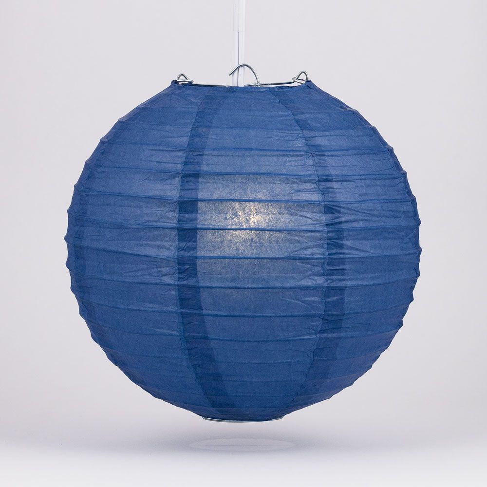 24&quot; Navy Blue Round Paper Lantern, Even Ribbing, Chinese Hanging Wedding &amp; Party Decoration - PaperLanternStore.com - Paper Lanterns, Decor, Party Lights &amp; More
