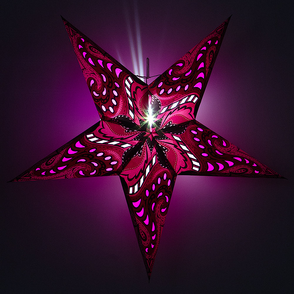 24&quot; Purple Paisley Paper Star Lantern, Chinese Hanging Wedding &amp; Party Decoration - PaperLanternStore.com - Paper Lanterns, Decor, Party Lights &amp; More