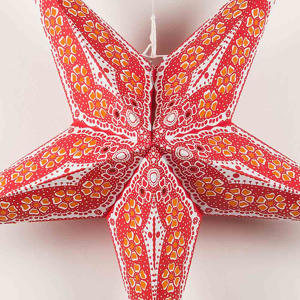 24" Red Petal Paper Star Lantern, Chinese Hanging Wedding & Party Decoration - PaperLanternStore.com - Paper Lanterns, Decor, Party Lights & More