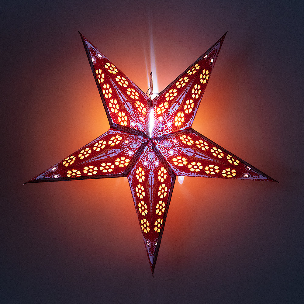 24&quot; Red Petal Paper Star Lantern, Chinese Hanging Wedding &amp; Party Decoration - PaperLanternStore.com - Paper Lanterns, Decor, Party Lights &amp; More