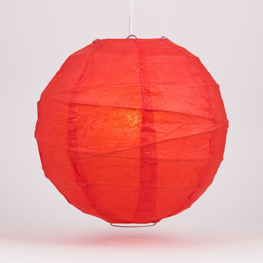 36&quot; Red Jumbo Round Paper Lantern, Crisscross Ribbing, Chinese Hanging Wedding &amp; Party Decoration - PaperLanternStore.com - Paper Lanterns, Decor, Party Lights &amp; More