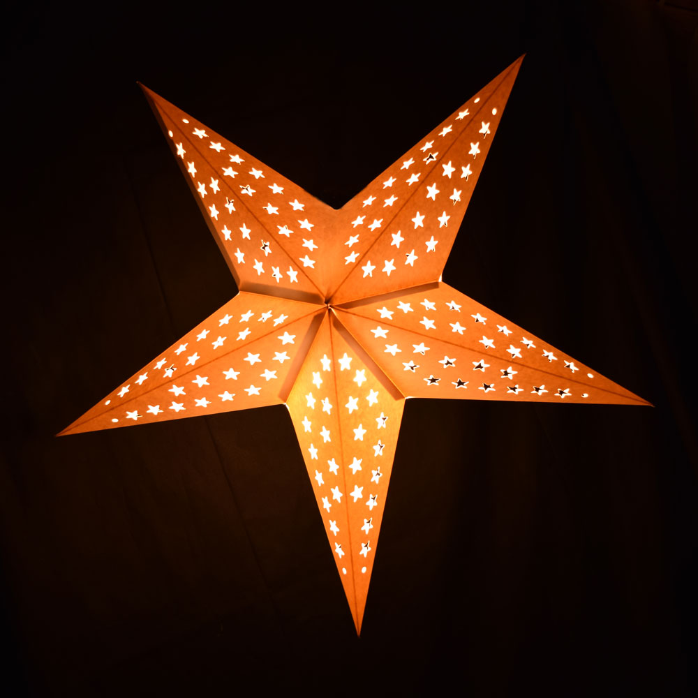 24&quot; Solid White Stars Cut-Out Paper Star Lantern, Chinese Hanging Wedding &amp; Party Decoration - PaperLanternStore.com - Paper Lanterns, Decor, Party Lights &amp; More