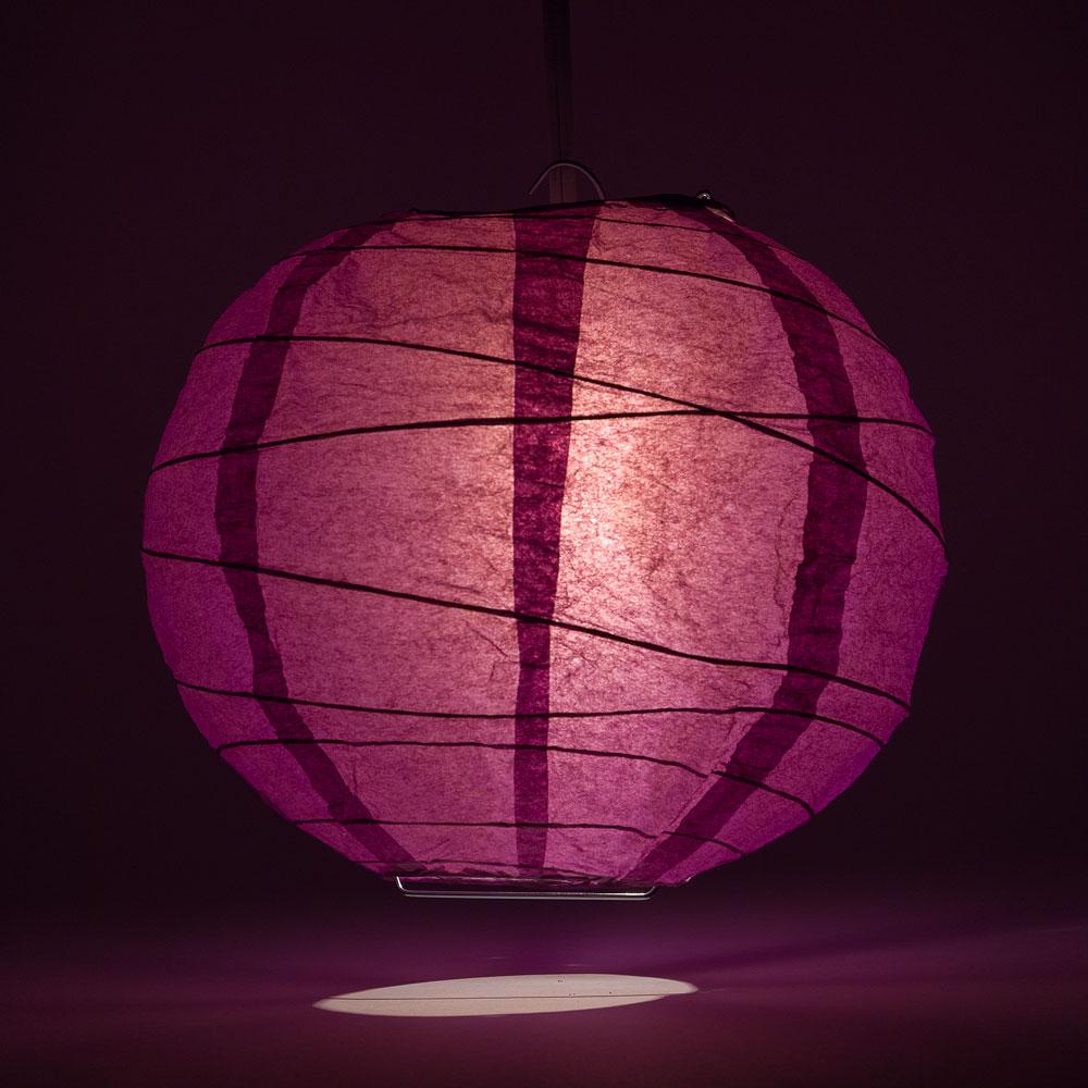 BLOWOUT BULK PACK (5) 24&quot; Violet / Orchid Round Paper Lantern, Crisscross Ribbing, Chinese Hanging Wedding &amp; Party Decoration