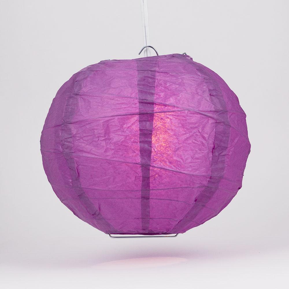 BLOWOUT BULK PACK (5) 14&quot; Violet / Orchid Round Paper Lantern, Crisscross Ribbing, Chinese Hanging Wedding &amp; Party Decoration
