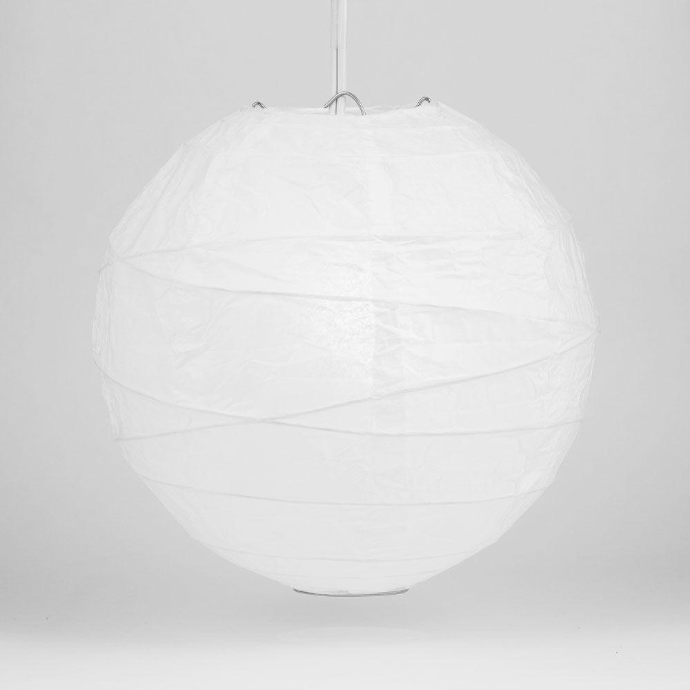 BULK PACK (50) 8&quot; White Round Paper Lantern, Crisscross Ribbing, Chinese Hanging Wedding &amp; Party Decoration