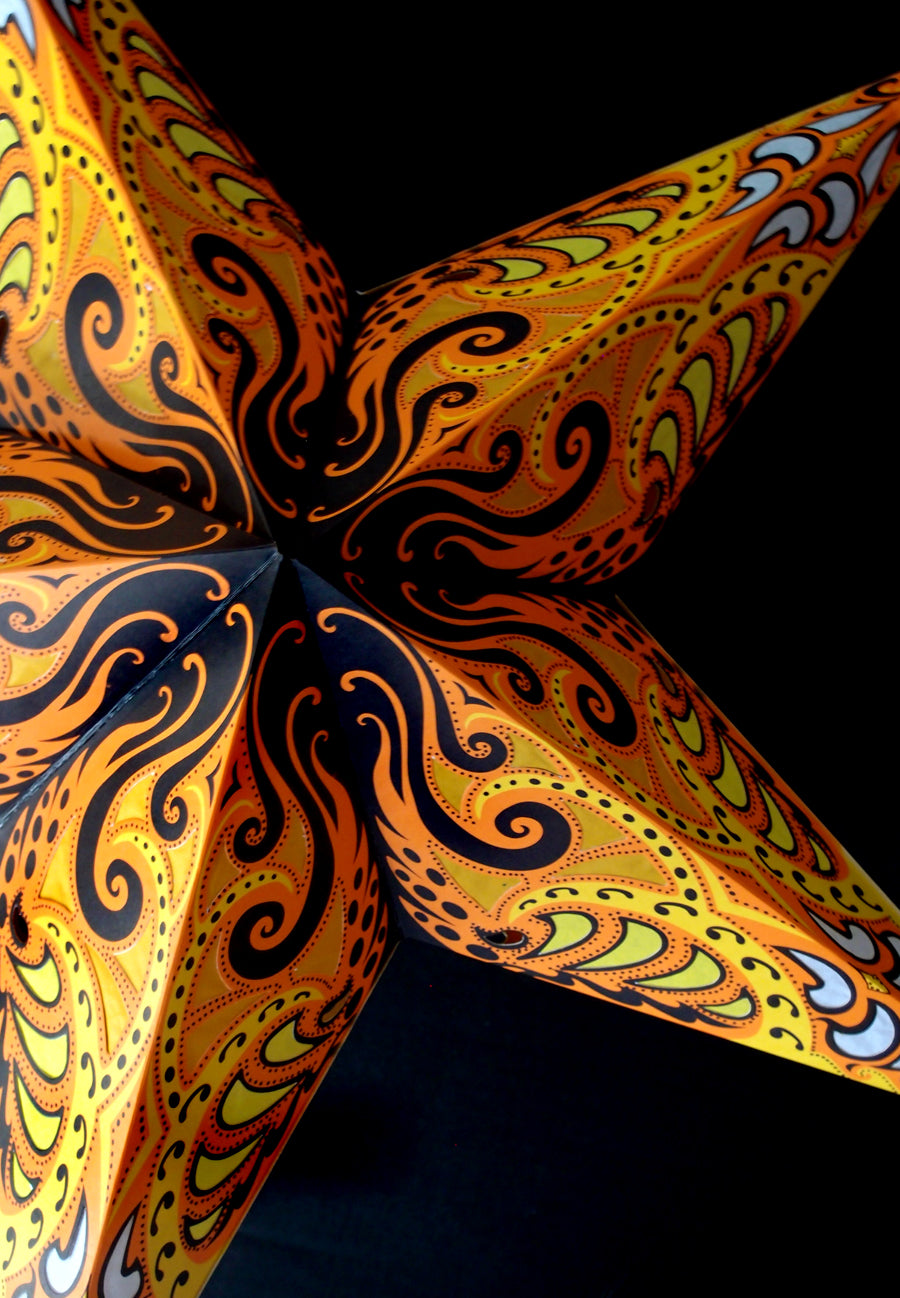 24" Yellow Splash Paper Star Lantern, Chinese Hanging Wedding & Party Decoration - PaperLanternStore.com - Paper Lanterns, Decor, Party Lights & More