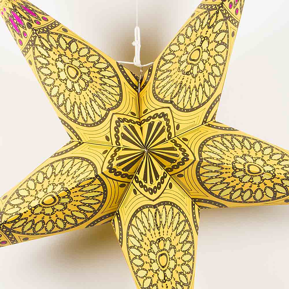 24&quot; Yellow w/ Window Paper Star Lantern, Chinese Hanging Wedding &amp; Party Decoration - PaperLanternStore.com - Paper Lanterns, Decor, Party Lights &amp; More