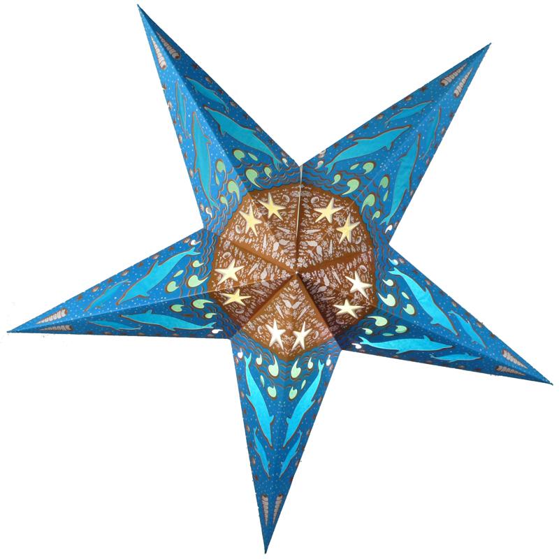 Dolphins Paper 24 Inch Star Lantern - PaperLanternStore.com - Paper Lanterns, Decor, Party Lights &amp; More