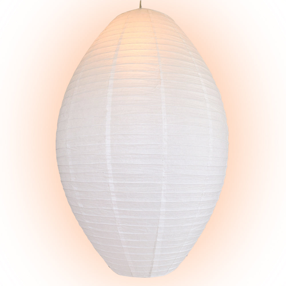 Jumbo White Kawaii Unique Oval Egg Shaped Paper Lanterns, 24-inch x 36-inch