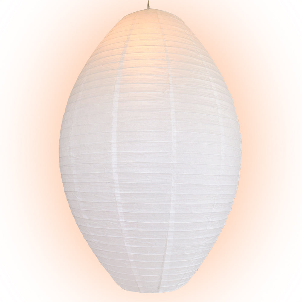 Jumbo White Kawaii Unique Oval Egg Shaped Paper Lantern, 24-inch x 36-inch