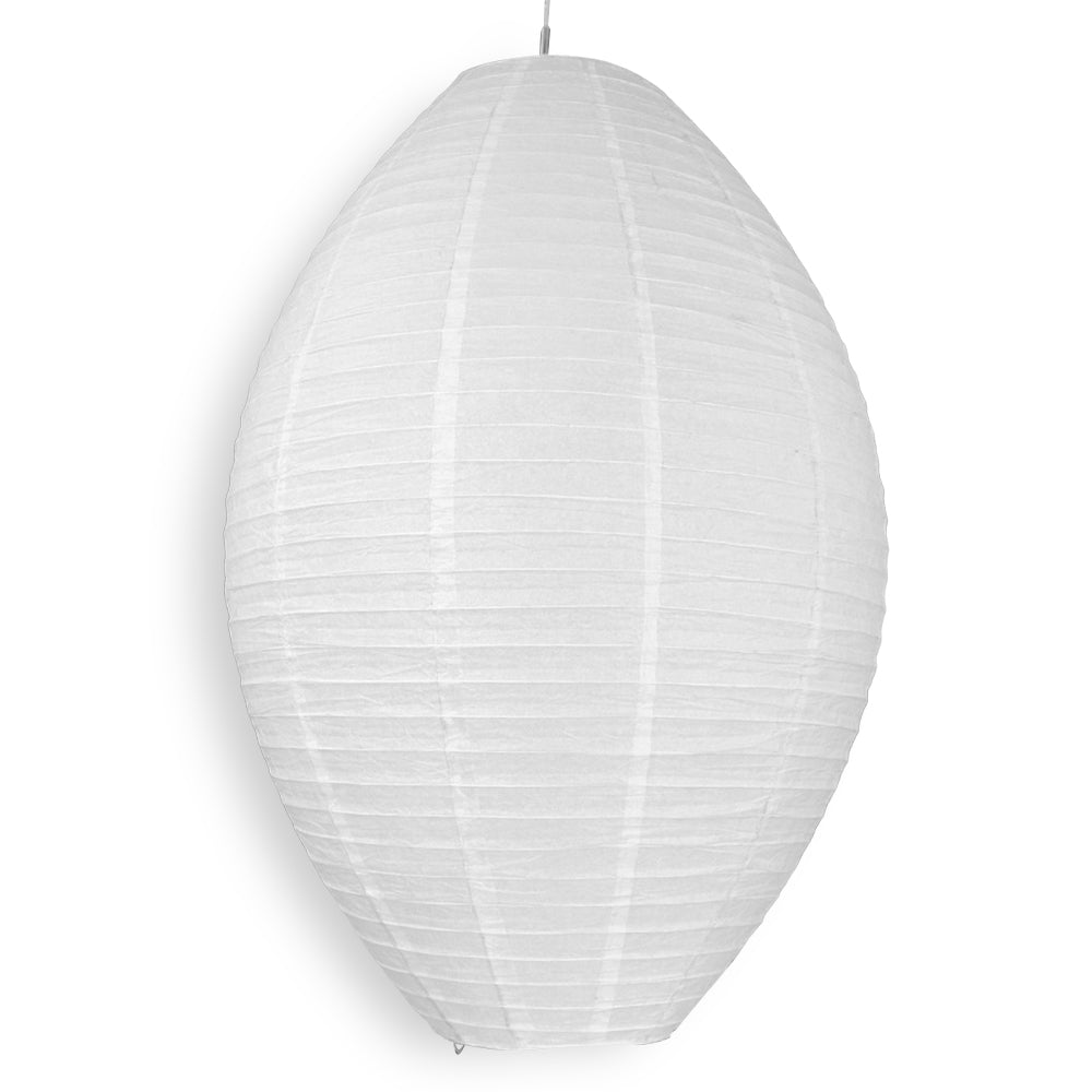 Jumbo White Kawaii Unique Oval Egg Shaped Paper Lantern, 24-inch x 36-inch