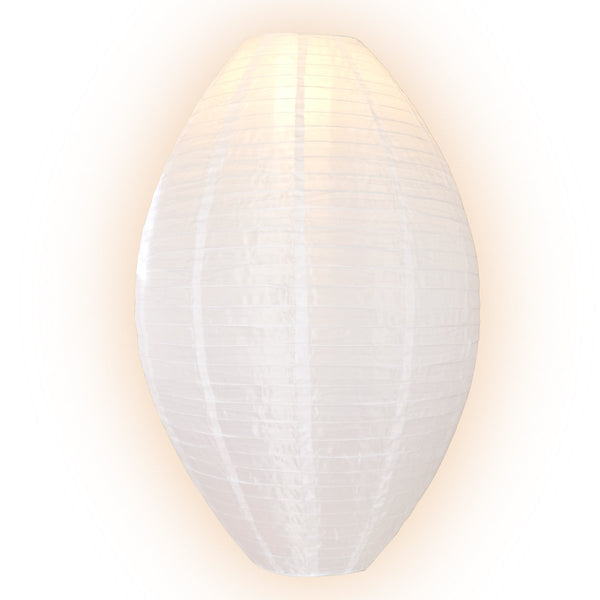 Jumbo White Kawaii Unique Oval Egg Shaped Shimmering Nylon Lantern, 24-inch x 36-inch