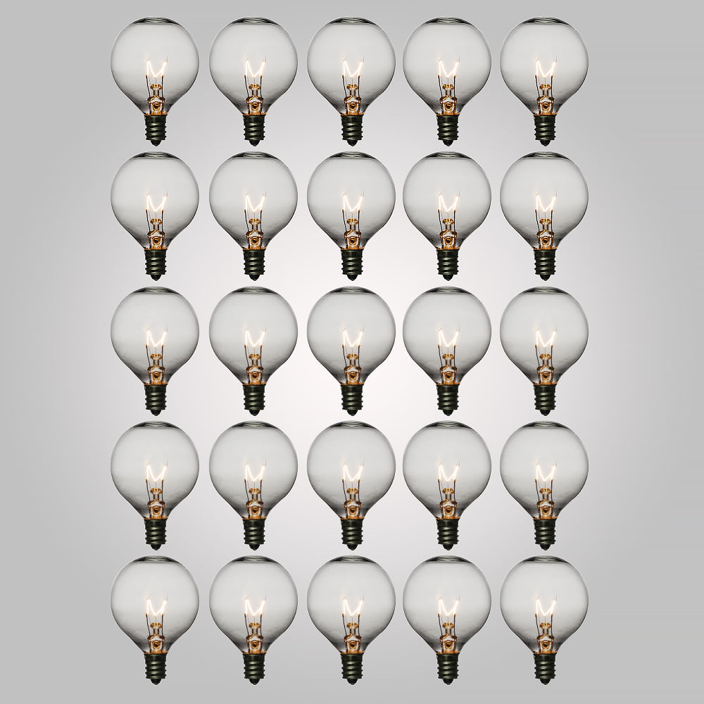 Clear 5-Watt Incandescent G40 Globe Light Bulbs, E12 Base (25 PACK) - PaperLanternStore.com - Paper Lanterns, Decor, Party Lights & More