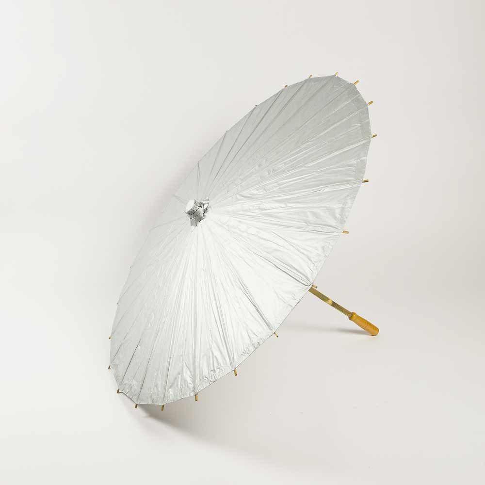 28&quot; Silver Paper Parasol Umbrella - PaperLanternStore.com - Paper Lanterns, Decor, Party Lights &amp; More