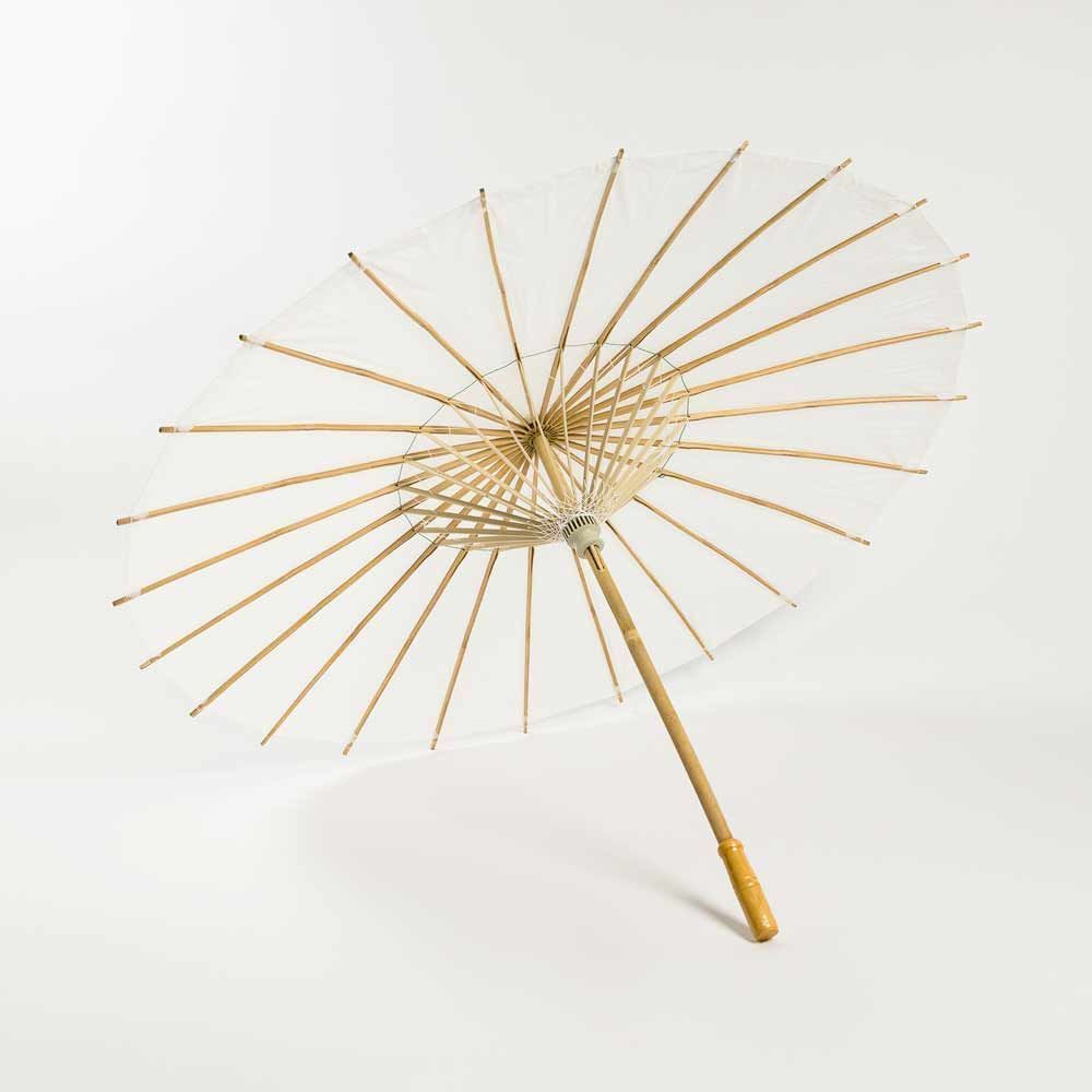 20" White Paper Parasol Umbrella for Weddings and Parties - Great for Kids - PaperLanternStore.com - Paper Lanterns, Decor, Party Lights & More