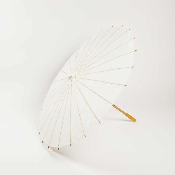 32" White Paper Parasol Umbrella - Luna Bazaar | Boho & Vintage Style Decor